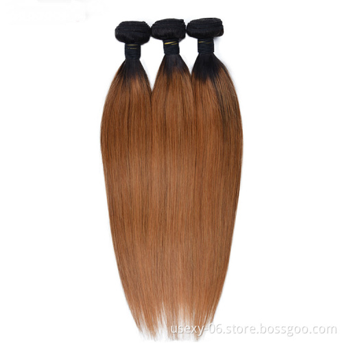 New Product Ombre 1b/30 Human Hair Extensions Raw Indian Hair Bundles With Closure